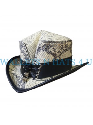 Snake Skin Leather Rambler Top Hat