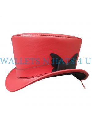 Victorian Butterfly Bow Band Leather Top Hat