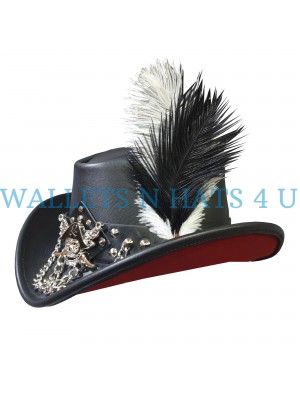 Pirate Black Leather Top Hat