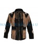 Native Indian American Western Cowboy Black Brown Suede Leather Fringes Beads Coat Jacket