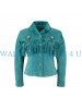 Women Turquoise Suede Leather Fringe Jacket