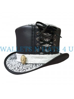 Havisham White Crusty Band Black Top Hat