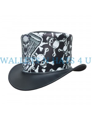 Engine Skull Leather Top Hat