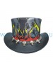 Burnin Hell Skull Leather Top Hat