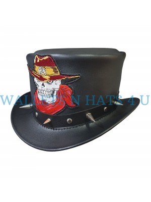 Steampunk Cowboy Skull Leather Top Hat