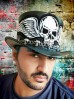Voodoo Hatter Steampunk Silver Winged Skull Leather Top Hat