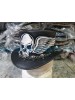 Voodoo Hatter Steampunk Silver Winged Skull Leather Top Hat