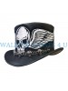 Voodoo Hatter Steampunk Silver Winged Skull Leather Top Hat