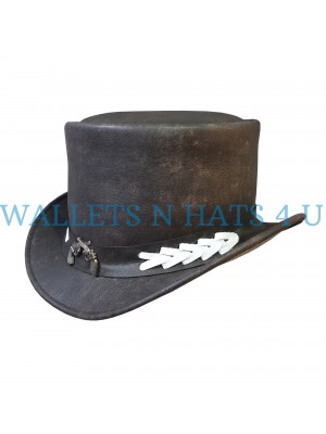 Vintage Style Leather Top Hat