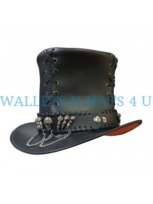 Steampunk Gothic Vintage Corset Style Leather Top Hat