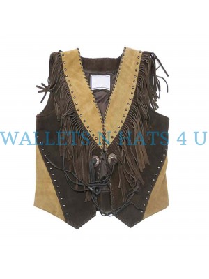 Suede Leather Fringe Vest