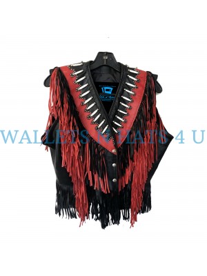 Fringe Bone n Bead Leather Vest