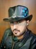 Steampunk Biker Black Leather Top Hat