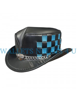Steampunk Biker Black Leather Top Hat