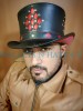 Steampunk Diamond Inlay Pinched Crown Leather Top Hat