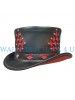 Steampunk Diamond Inlay Pinched Crown Leather Top Hat