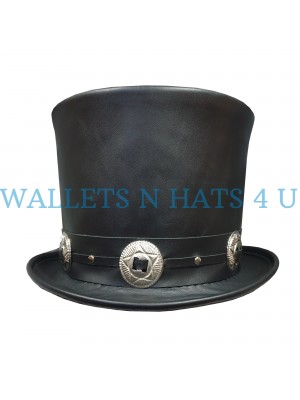Rocker Slash Black Leather Top Hat