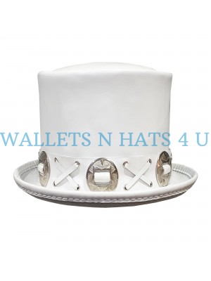 Slash One White Leather Top Hat