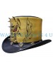 Gothic Malevolent Mens Black Leather Top Hat Gold Edition